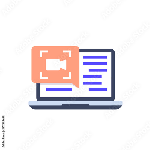 screen recording vector icon with a laptop