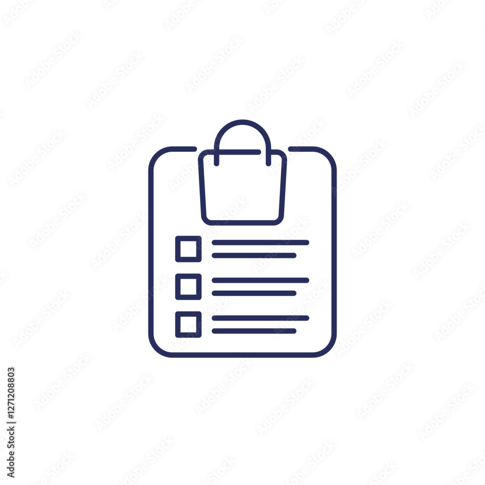 shopping list line icon on white shopping list line icon on white