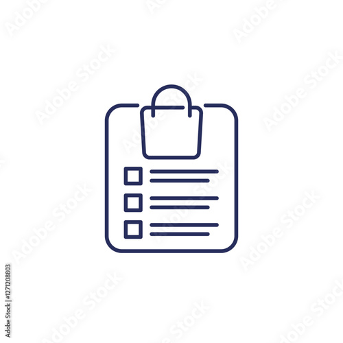 shopping list line icon on white