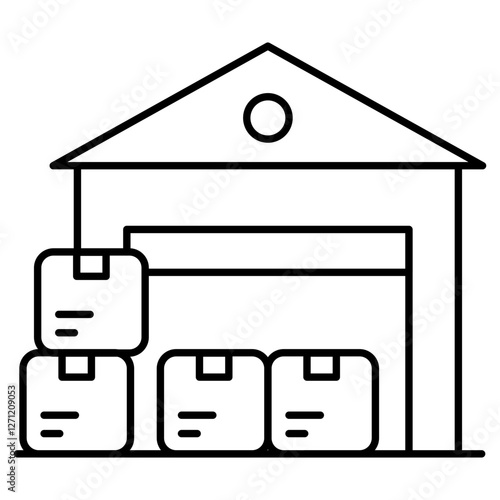 Flat design icon of warehouse