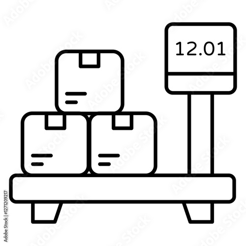 Conceptual flat design icon of parcel weighing