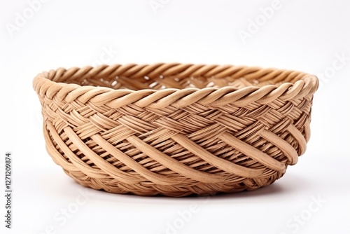Vintage wicker basket on white background