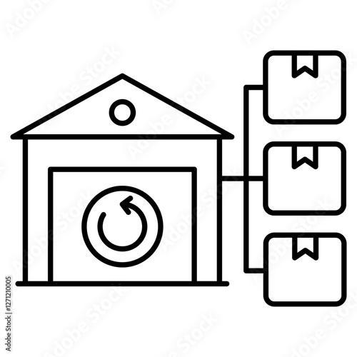 Flat design icon of warehouse