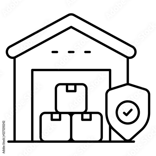 Flat design icon of secure warehouse