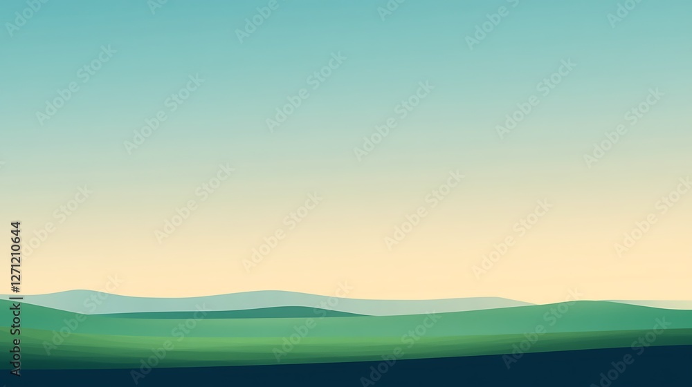 Fototapeta premium Serene Green Hills Under a Pale Sky