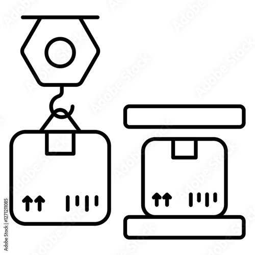 Conceptual flat design icon of parcel weighing