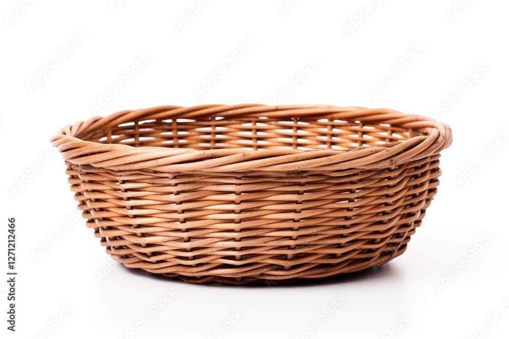 White isolated wicker basket empty White isolated wicker basket empty