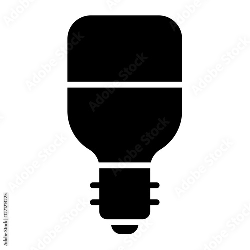 Compact and efficient fluorescent light bulb glyph icon for eco friendly lighting