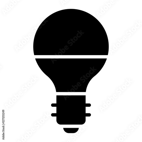 Sleek LED light bulb glyph icon with a modern, efficient design