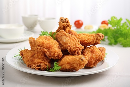 Wallpaper Mural White tabletop with crispy fried chicken Torontodigital.ca