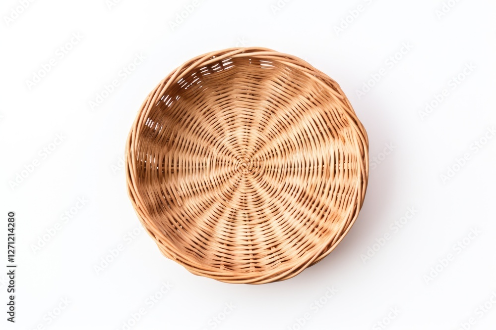 Fototapeta premium Wicker basket empty on white background viewed from above
