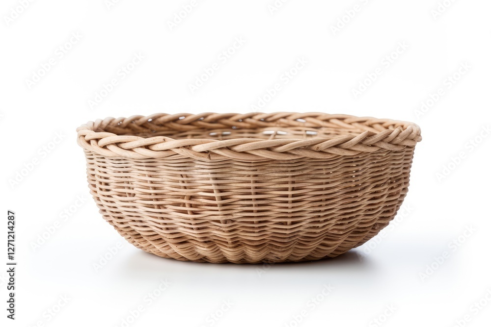 Wicker basket on blank background Wicker basket on blank background