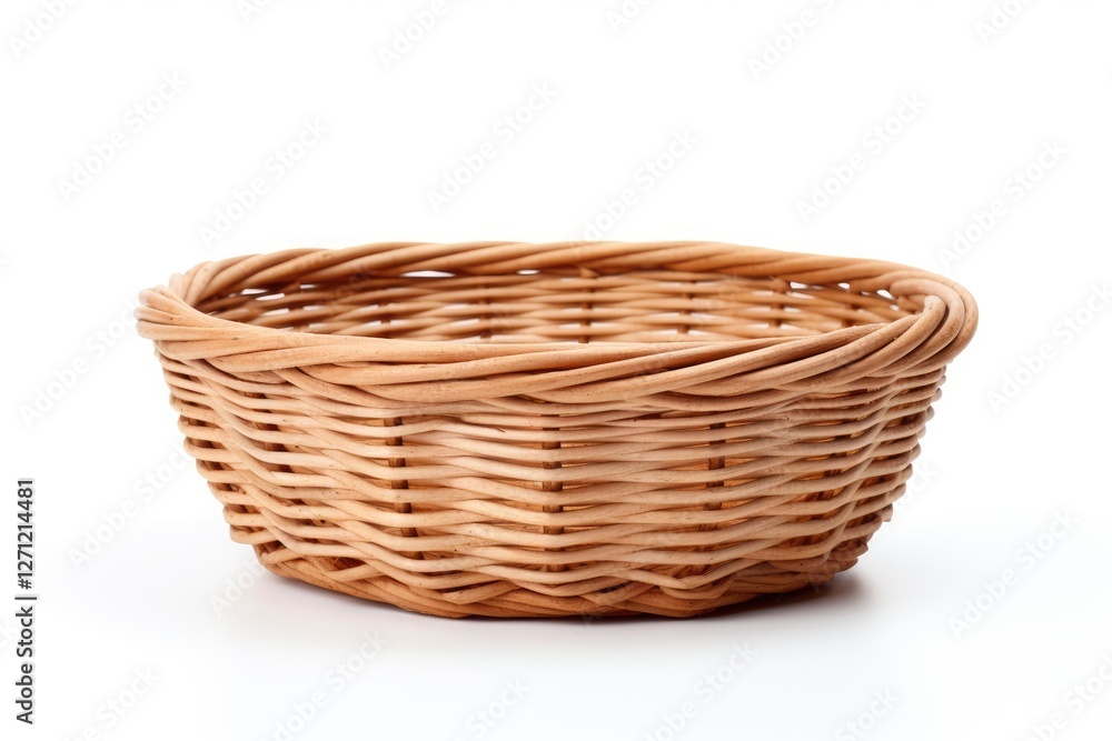 Wicker basket on white background with nothing inside Wicker basket on white background with nothing inside