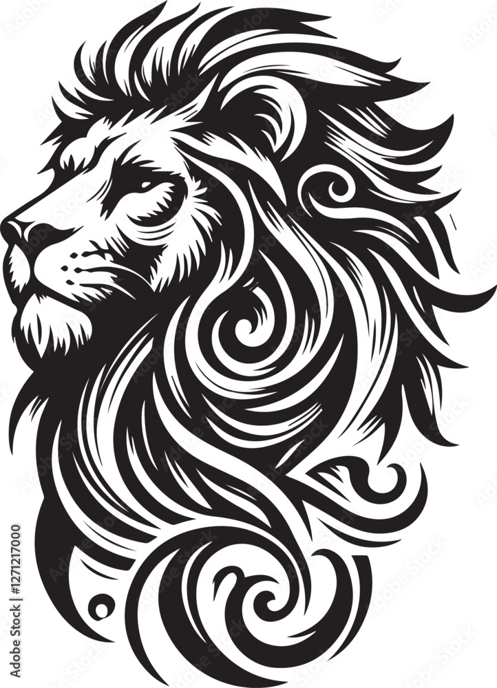 sketch of a tribal lion tattoo. lion king logo. vector drawing graceful and graceful king of beasts lion sketch of a tribal lion tattoo. lion king logo. vector drawing graceful and graceful king of beasts lion