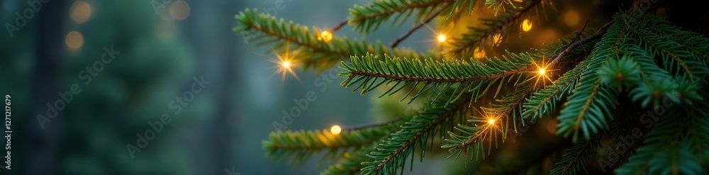 Radiant branches of a majestic evergreen Christmas tree glowing softly, glow, tree, gentle Radiant branches of a majestic evergreen Christmas tree glowing softly, glow, tree, gentle