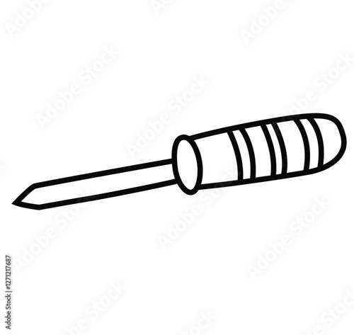 Cute cartoon hand drawn vector cobbler awl coloring page .
