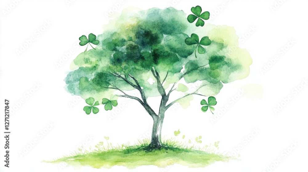 Watercolor clover isolated on white background, Lucky clover leaves with four leaf,Clover flowers background,Patricks day watercolor clipart,Spring flower pattern,St. Patrick s day seamless pattern. Watercolor clover isolated on white background, Lucky clover leaves with four leaf,Clover flowers background,Patricks day watercolor clipart,Spring flower pattern,St. Patrick s day seamless pattern.