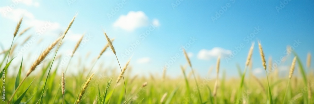 Soft focus of tall grasses against bright blue summer sky, spring, kansas, soft focus Soft focus of tall grasses against bright blue summer sky, spring, kansas, soft focus