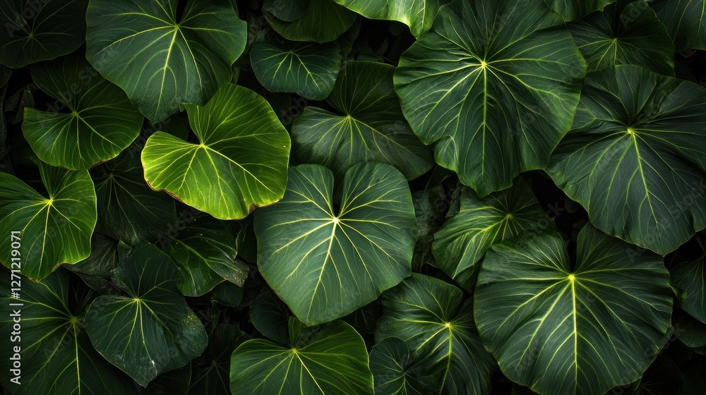 Lush foliage display showing exotic heart shaped green leaves Lush foliage display showing exotic heart shaped green leaves