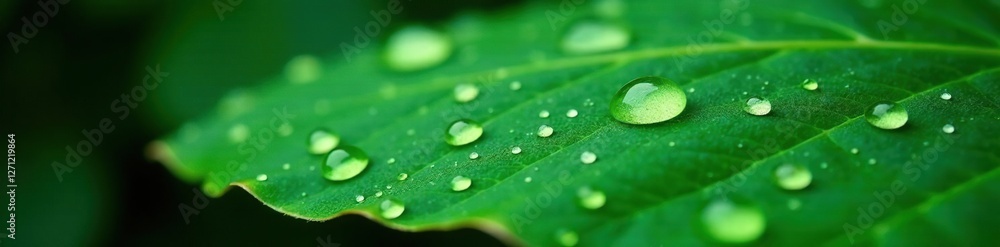 Raindrops on the surface of an areca nut leaf, tree leaves, rainforest, water droplets Raindrops on the surface of an areca nut leaf, tree leaves, rainforest, water droplets
