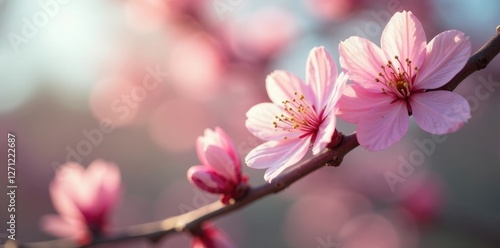 Wallpaper Mural Almond blossoms unfurl slowly as sunlight warms their delicate petals, bloom, flowers, Torontodigital.ca