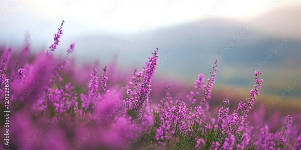 Heather flowers covering a wide purple field in united kingdom Heather flowers covering a wide purple field in united kingdom