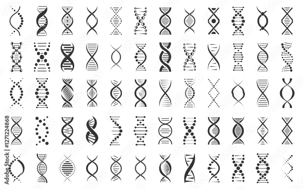 Set of dna icons. DNA icons collection