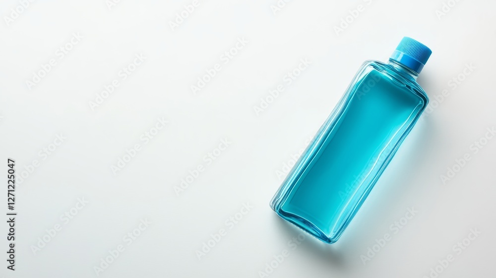 Camping Soap Bottle on White Background with Vibrant Blue Liquid Camping Soap Bottle on White Background with Vibrant Blue Liquid