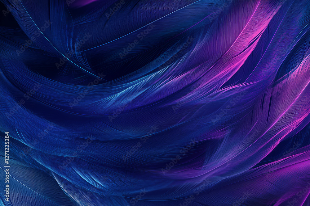 Obraz premium Elegant Blue and Purple Feathers with Soft Lighting and Abstract Texture
