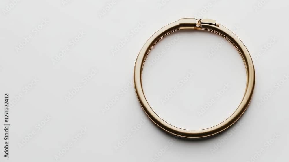 Golden Collar on a White Background Top View with Blank Space for Design Golden Collar on a White Background Top View with Blank Space for Design