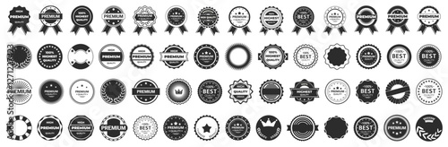 Premium quality badges collection. Black best quality label. Highest quality tags