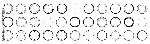 Clock icon collection. Set of different time clock icon. Clock watch icon. Clock face blank isolated