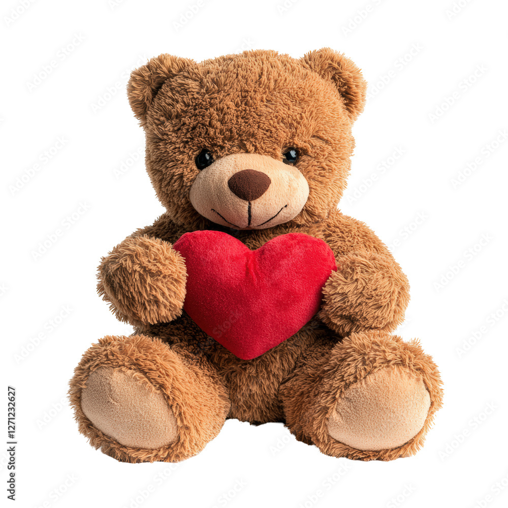 Isolated Smiling Teddy Bear Holding a Red Heart Isolated Smiling Teddy Bear Holding a Red Heart