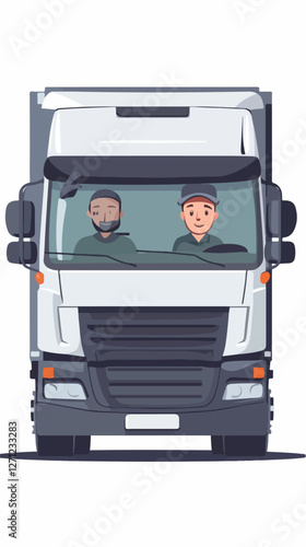 Illustration of a truck driver. Trucker. Man behind the wheel. Driver.