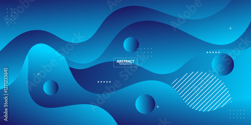 Bright blue geometric business banner design. Creative banner design with wave and circle shape as template. Simple horizontal banner. Vector eps10