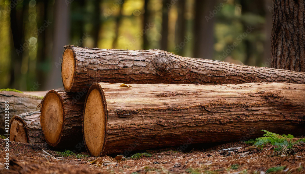 Aged Oak Logs in a Woodland Setting Aged Oak Logs in a Woodland Setting