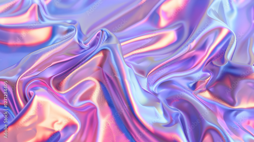 Obraz premium Iridescent silk fabric with flowing textures in soft pastel colors, creating a dreamy atmosphere