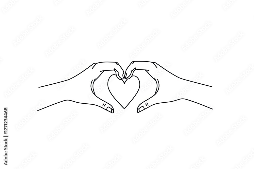 Fototapeta premium Love line icon. Heart between two hands illustration isolated on white.