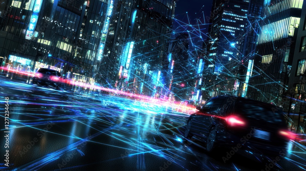 Dynamic Night Scene Cars and Neon Lights Dynamic Night Scene Cars and Neon Lights