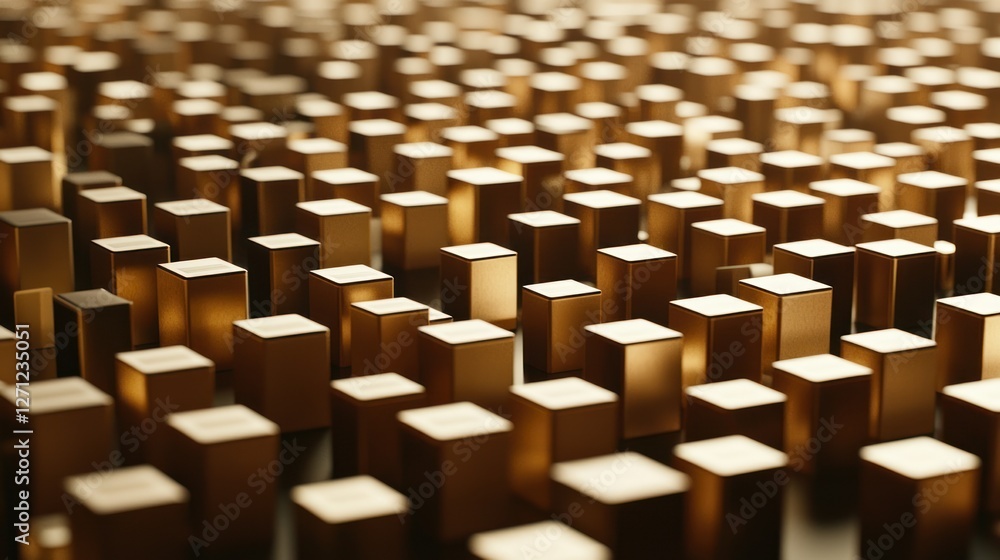 Obraz premium A mesmerizing visual of golden cubes creating a stunning 3D effect