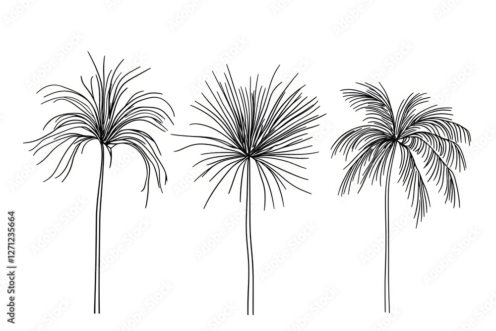 Black palm trees set isolated on white background. Palm silhouettes. Black palm trees set isolated on white background. Palm silhouettes.