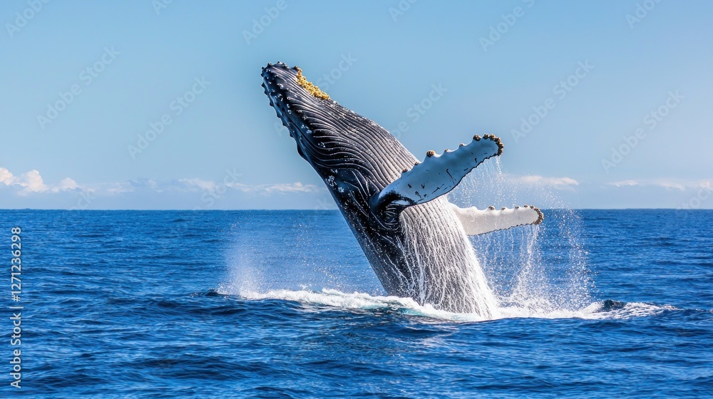 Fototapeta premium Majestic Humpback Whale Breaching in the Ocean