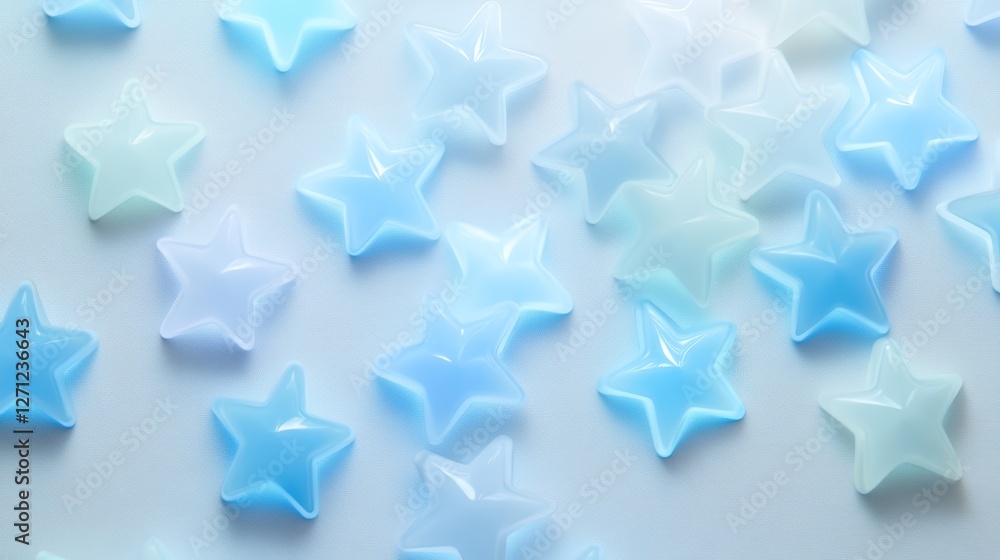 Translucent Stars on White Background Top View for Creative Mockup Translucent Stars on White Background Top View for Creative Mockup