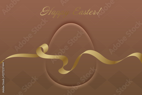 Divine Celebration. Easter design, golden ribbon, brown background, holy celebration, resurrection, family gathering, spiritual joy, blessing.