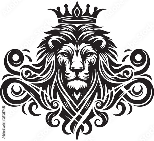 sketch of a tribal lion tattoo. lion king logo. vector drawing graceful and graceful king of beasts lion