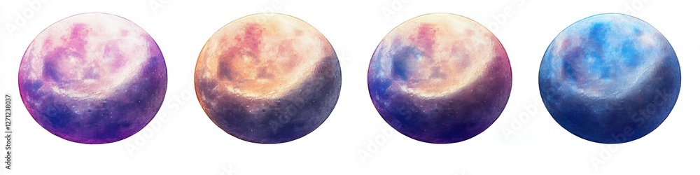 Artistic Collection of Colorful Moons Creating Cosmic Atmosphere with Beautiful Celestial Textures Artistic Collection of Colorful Moons Creating Cosmic Atmosphere with Beautiful Celestial Textures