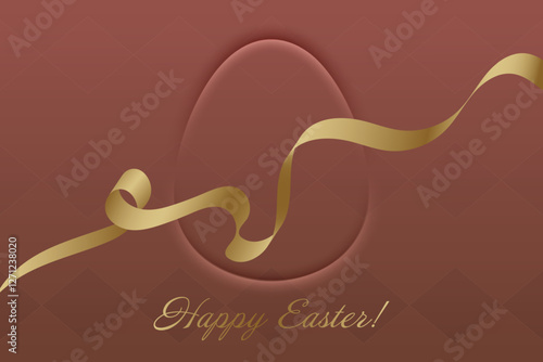 Easter Blessings. Red background, golden ribbon, holy day, Christian faith, resurrection of Christ, divine grace, sacred holiday, church service, religious tradition, spiritual joy.