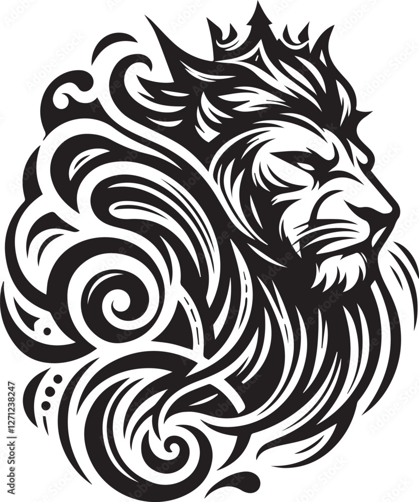 Obraz premium sketch of a tribal lion tattoo. lion king logo. vector drawing graceful and graceful king of beasts lion