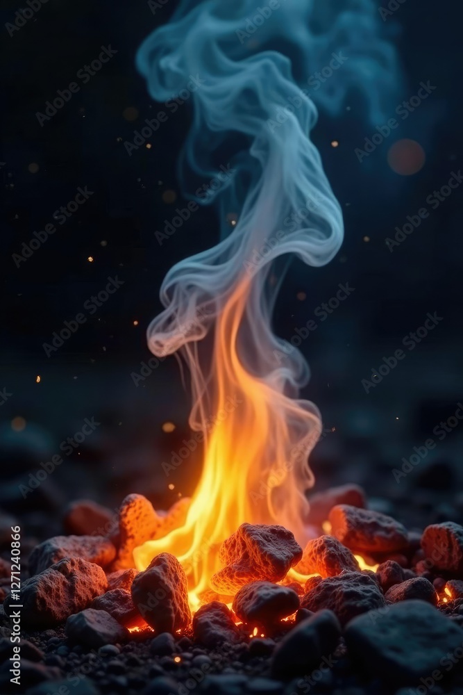 Ethereal wisps of smoke rise from the extinguished flame, texture, embers, vapor Ethereal wisps of smoke rise from the extinguished flame, texture, embers, vapor