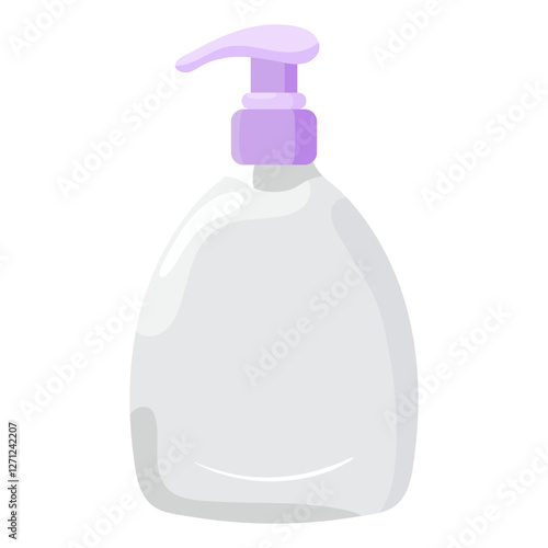 Soap dispenser icon. Transparent bottle with pump for liquid soap. Used for hand washing and hygiene.